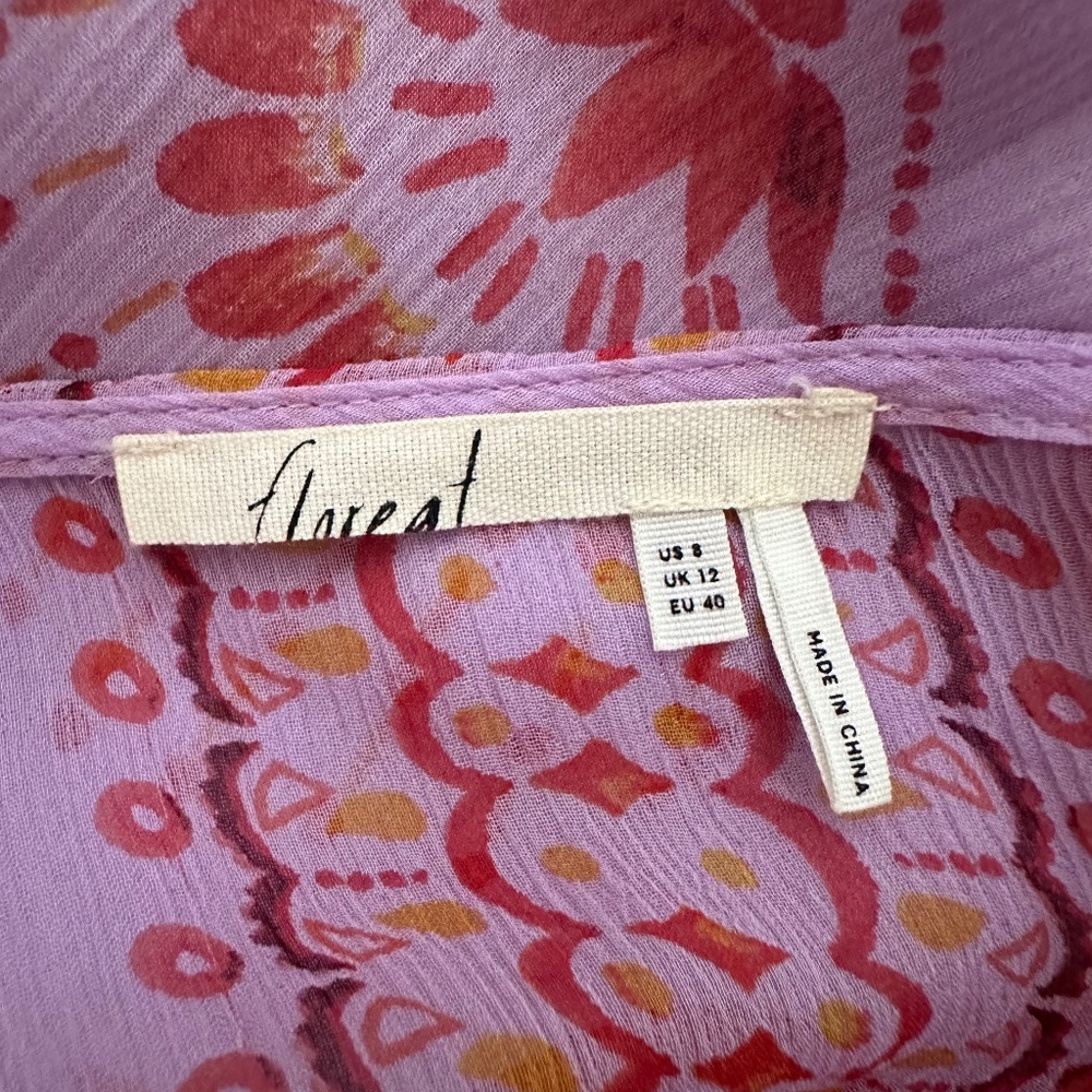 Lavender patterned silk dress | Size 8 - Picture 3 of 4